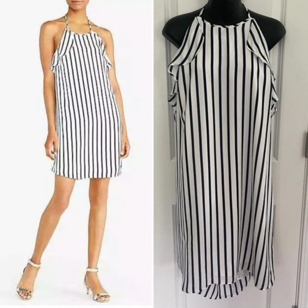 J. Crew Outlet Summery Striped Halter Dress w/ Ruffle Sz XL
